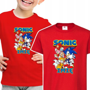 KOSZULKA DZIECIĘCA Własne IMIĘ Wzory SONIC 134 cm