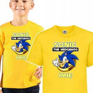 KOSZULKA DZIECIĘCA Własne IMIĘ Wzory SONIC 134 cm