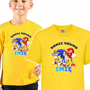 KOSZULKA DZIECIĘCA Własne IMIĘ Wzory SONIC 146 cm
