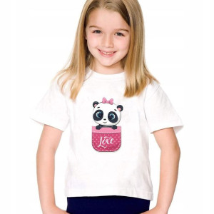 Koszulka T-SHIRT Biały Dziecięcy 128cm PANDA 02