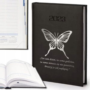 Kalendarz A5 2023 Motyl Motywacyjne Wzory Silver
