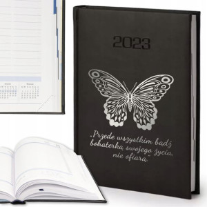 KALENDARZ A5 2023 Motywujące Motylki SILVER WZORY