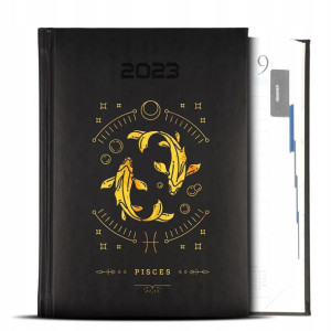 Kalendarz A5 2023 Znaki Zodiaku Ryby Wzory Gold