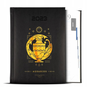 KALENDARZ A5 2023 ZNAKI ZODIAKU Wodnik Wzory GOLD