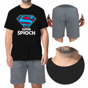 Komplet PIŻAMA Męska + SPODENKI Super ŚPIOCH - XXL