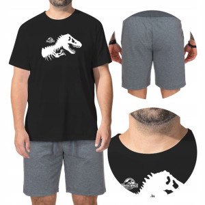 PIŻAMA Męska + SPODENKI Jurassic World Wzory - XL