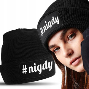 Ciepła CZAPKA Zimowa Dwuwarstwowa #NIGDY WZORY