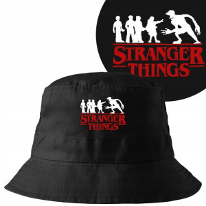 KAPELUSZ BUCKET HAT Czarny STRANGER THINGS Wzory