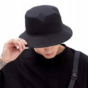 Modny Letni KAPELUSZ Rybacki Bucket HAT Czarny