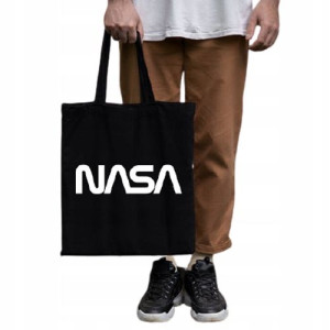 Torba bawełniana ekologiczna czarna Wzór NASA
