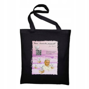 Czarna TORBA Shopper na ramię KOD QR JAN PAWEŁ II