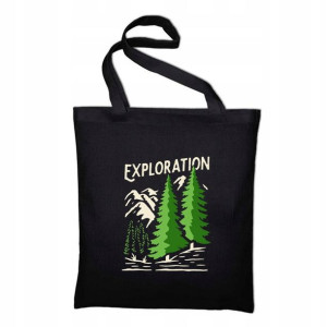 Czarna TORBA Shopper na ramię wzór EXPLORATION 01