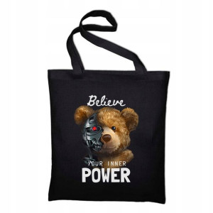 Stylowa Czarna TORBA Shopper TEDDY WIELE WZORÓW