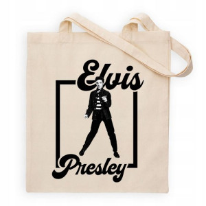 TORBA Shopper Beżowa Dużo WZORÓW ELVIS PRESLEY