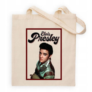 TORBA Shopper Beżowa Dużo WZORÓW ELVIS PRESLEY