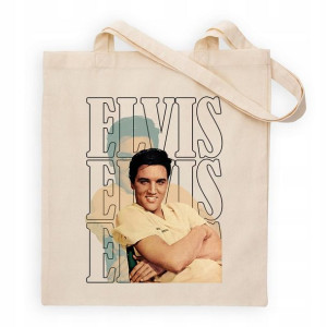 Torba Shopper Beżowa Dużo WZORÓW ELVIS PRESLEY
