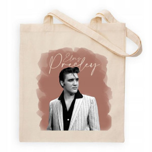 TORBA Shopper Beżowa Dużo WZORÓW ELVIS PRESLEY
