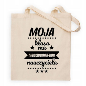 TORBA Shopper Beżowa PREZENT dla NAUCZYCIELA Wzory