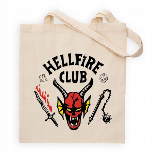 TORBA Shopper Beżowa Stranger THINGS HELLFIRE CLUB