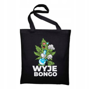 TORBA Shopper Czarna Dużo Wzorów MARIHUANA Weed