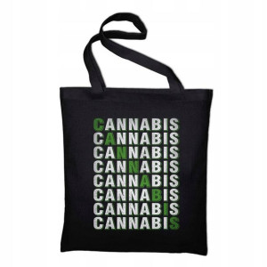 TORBA Shopper Czarna Dużo Wzorów MARIHUANA Weed