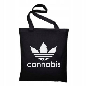 TORBA Shopper Czarna Dużo Wzorów MARIHUANA Weed