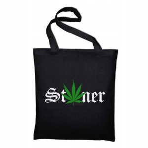 TORBA Shopper Czarna Dużo Wzorów MARIHUANA Weed