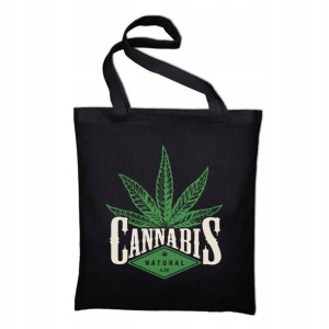 TORBA Shopper Czarna Dużo Wzorów MARIHUANA Weed