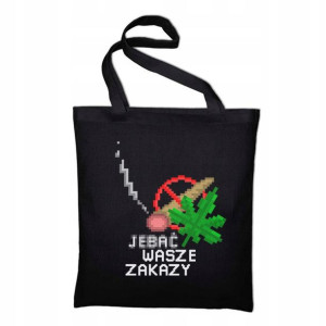 TORBA Shopper Czarna Dużo Wzorów MARIHUANA Weed