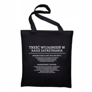 TORBA Shopper Czarna Dużo Wzorów MARIHUANA Weed