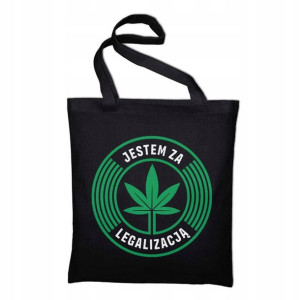 TORBA Shopper Czarna Dużo Wzorów MARIHUANA Weed
