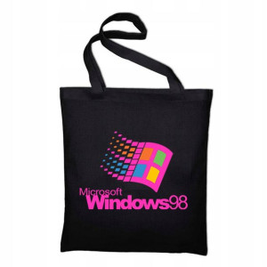 TORBA Shopper Czarna ECO Dużo WZORÓW WINDOWS Retro