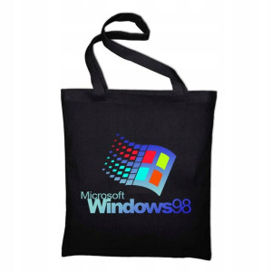 TORBA Shopper Czarna ECO Dużo WZORÓW WINDOWS Retro