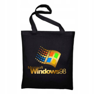 TORBA Shopper Czarna ECO Dużo WZORÓW WINDOWS Retro