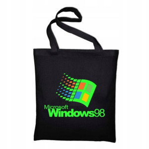 TORBA Shopper Czarna ECO Dużo WZORÓW WINDOWS Retro