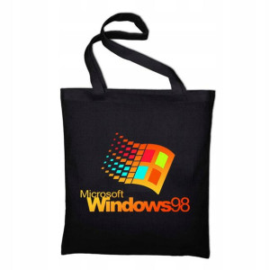 TORBA Shopper Czarna ECO Dużo WZORÓW WINDOWS Retro