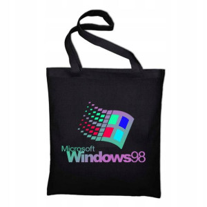 TORBA Shopper Czarna ECO Dużo WZORÓW WINDOWS Retro