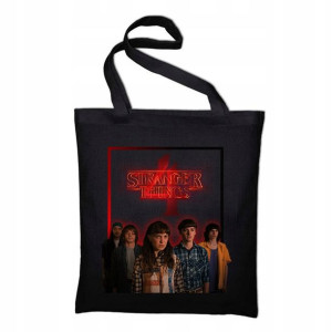 TORBA Shopper Czarna ECO STRANGER THINGS Wzory