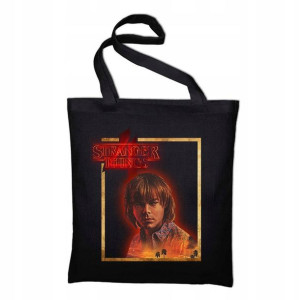 TORBA Shopper Czarna ECO STRANGER THINGS Wzory