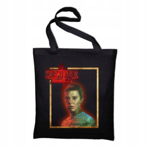 TORBA Shopper Czarna ECO STRANGER THINGS Wzory