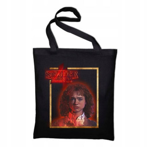 TORBA Shopper Czarna ECO STRANGER THINGS Wzory