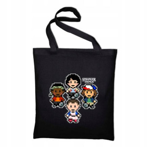 TORBA Shopper Czarna ECO STRANGER THINGS Wzory