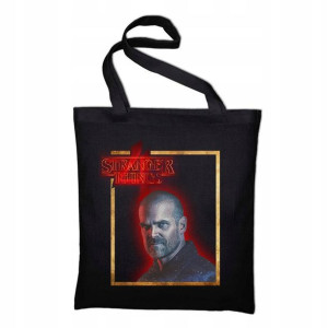 TORBA Shopper Czarna ECO STRANGER THINGS Wzory