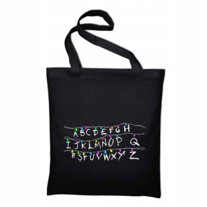 TORBA Shopper Czarna ECO STRANGER THINGS Wzory