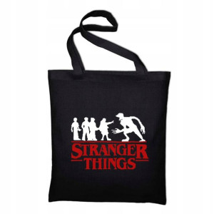 TORBA Shopper Czarna ECO STRANGER THINGS Wzory