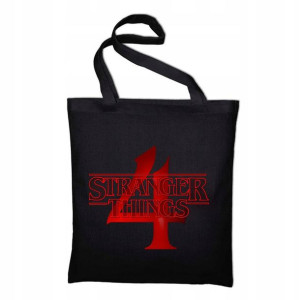 TORBA Shopper Czarna ECO STRANGER THINGS Wzory