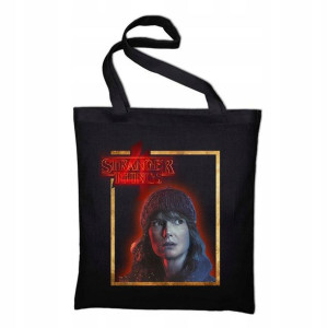 TORBA Shopper Czarna ECO STRANGER THINGS Wzory