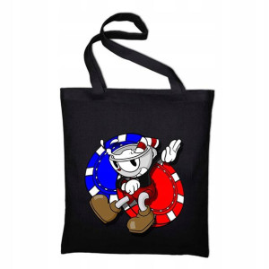 TORBA Shopper Czarna ECO Wiele WZORÓW Cup Head