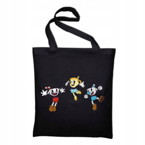 TORBA Shopper Czarna ECO Wiele WZORÓW Cup Head