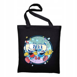 TORBA Shopper Czarna ECO Wiele WZORÓW Cup Head